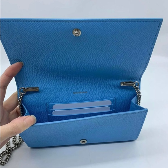 BALENCIAGA Blue VILLE PHONE Wallet on Chain - Picture 5 of 8